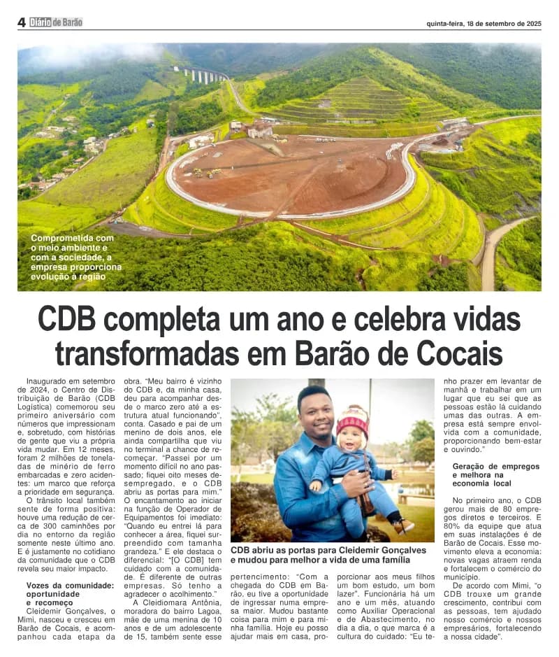 CDB completa um ano e celebra vidas transformadas em Barão de Cocais