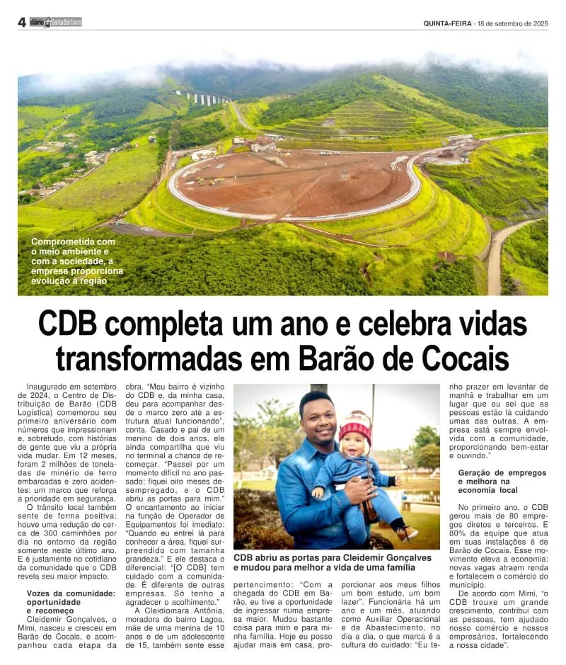 CDB completa um ano e celebra vidas transformadas em Barão de Cocais